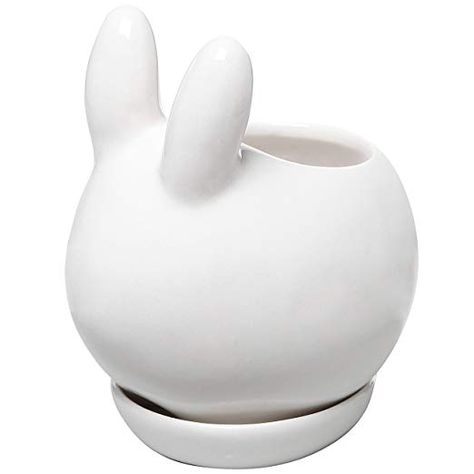 Amazon.com : Decorative Bunny Rabbit Design White Mini Ceramic Plant Flower Pot Succulent Planter w/Saucer : Gateway Bunny Planter, Mason Jar Herb Garden, Rabbit Ceramic, Mason Jar Planter, Ceramic Statue, Ceramic Succulent Planter, Porcelain Planter, Small Flower Pots, Ceramic Succulent