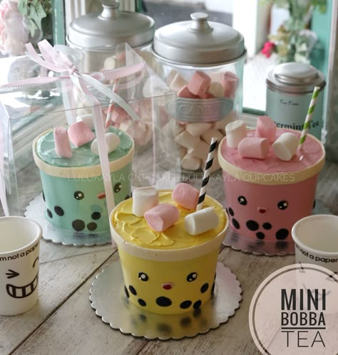 Bubble Tea Party Favors, Boba Tea Cupcakes, Boba Birthday Cake, Boba Cake Birthday, Boba Cupcakes, Tea Cake Ideas, Boba Tea Birthday Party, Bubble Tea Cake, Milk Tea Cake