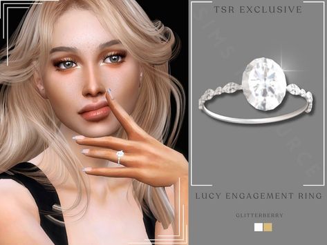 The Sims Resource - Lucy Engagement Ring The Sims 4 Wedding Rings Cc, Sims 4 Cc Wedding Rings, Cc Jewelry, Sims 4 Wedding Dress, Cc Skin, Sims 4 Piercings, Sims 4 Cas Mods, Libra Necklace, Sims Packs