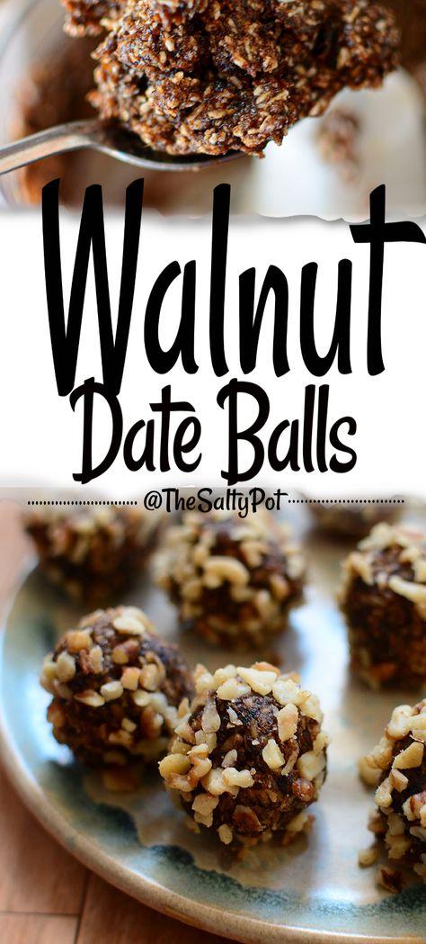 Date Balls Healthy, Dorm Snacks, Date Balls, Healthy Food Menu, Energy Ball Recipe, Food Advice, Healthy Food Guide, Walnut Recipes, Date Recipes