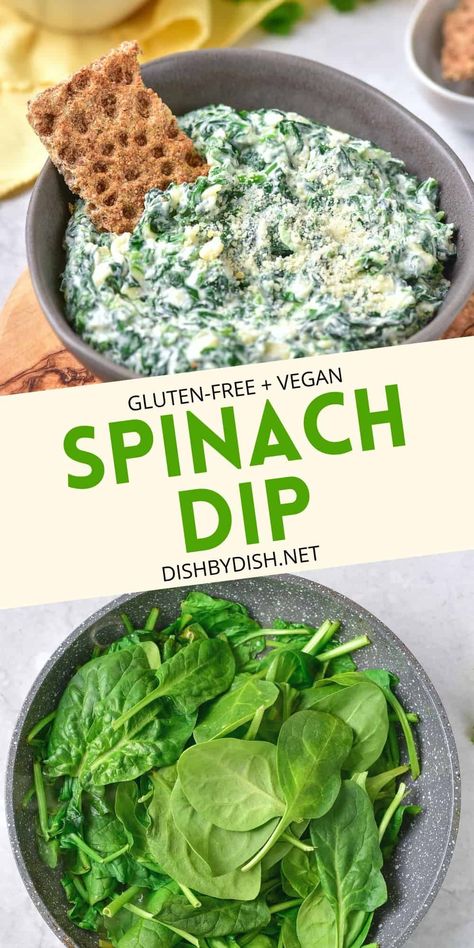 Fresh Spinach Dip Recipe, Dairy Free Spinach Dip, Fresh Spinach Dip, Spinach Appetizers, Healthy Spinach Dip, Gluten Free Dairy Free Recipes Dinner, Spinach Cheese Dip, Vegan Spinach Dip, Spinach Dip Easy