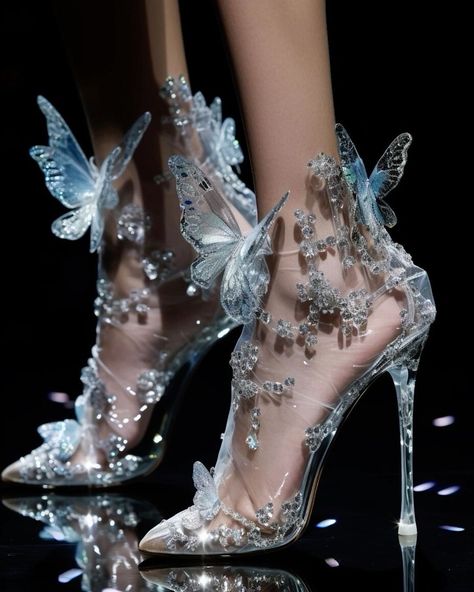 pastel crystal wings runway heels ai mj🦋✨🫧 Runway Heels, Fairy Heels, Lovers Outfit, Unique High Heels, Celebrities Wedding, Whimsical Shoes, Crystal Wings, Yellow Wallpapers, Art Girl Aesthetic