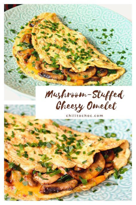 Omelete Recipes, Cheese Omelette Recipe, Egg Omelette Recipe, Mushroom And Cheese, Omelette Recipes, Nourishing Breakfast, Omlet Recipes, Omelette Recipe Easy, Mushroom Omelette