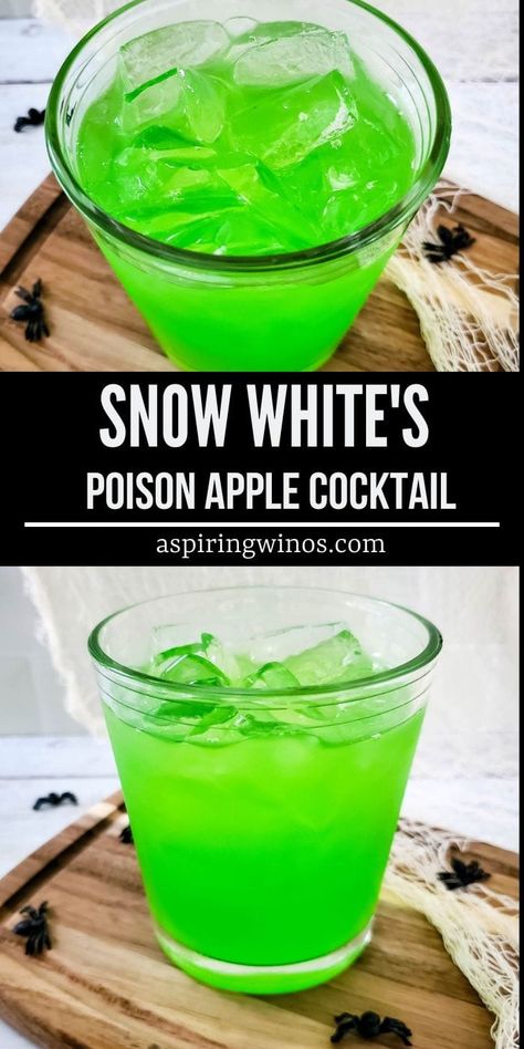 Green Apple Syrup Drinks, Cruella Deville Cocktail, Snow White Cocktail, Poison Apple Drink Cocktail Recipes, Green Apple Alcohol Drinks, Cocktail Recipes Sweet, Poison Apple Cocktail, Poison Apple Drink, September Cocktails