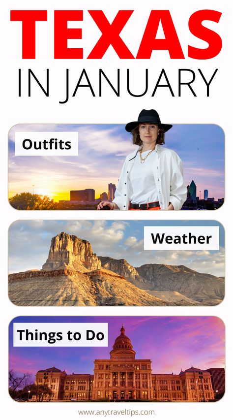 Everything you must know before visiting Texas in January (winter): Outfit tips (what to wear/packing tips), weather (how cold is it), things to do, and tips for the best places to visit: Dallas, Houston, San Antonio, El Paso, Big Bend National Park, Galveston, Corpus Christi, South Padre Island. Texas In January Outfits, Houston Texas Winter Outfits, What To Wear In Houston Texas, San Antonio Texas Outfits Winter, Dallas Outfits Winter, Texas Outfits Winter, Texas Winter Outfits, Houston Outfits, San Antonio Texas Riverwalk