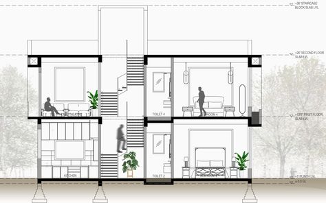 Design Section Architecture, House Section Drawing Architecture, Interior Section Drawing, Section Plan Architecture, Section In Architecture, Section Elevation Drawing, House Section Drawing, Architecture Section Drawing, Archi Diagram