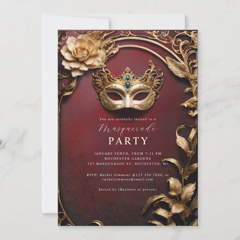 Masquerade Ball Invitations, 3d Foliage, Mask Masquerade Ball, Masquerade Invitations, Ball Invitation, Prom Themes, Venetian Masquerade, Mask Masquerade, Venetian Mask