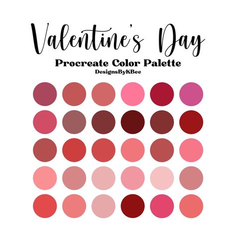 Valentine’s Day Color Palette, Valentines Day Color Palette, Valentines Palette, February Color Palette, Heart Color Palette, Valentines Color Palette, Valentine Palette, Valentine Color Palette, Procreate Pallets