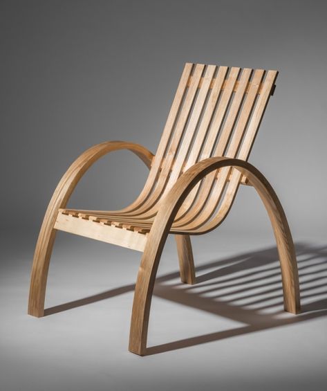 Steam-bent Chair by James O’Leary FD2 Bent Wood Furniture, Bend Chair, Modern Wood Chair, Bent Plywood Chair, Bamboo Furniture Design, Steam Bending Wood, How To Bend Wood, Chair Design Wooden, Plywood Chair