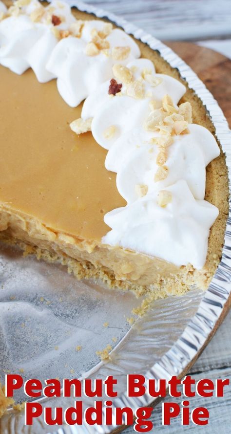 This Peanut Butter Pudding Pie recipe is decadent without any baking! The center is creamy and rich, with a simple store-bought pie crust. It's the perfect spring and summer dessert recipe. #PeanutButterDessertRecipes #PeanutButterPie #NoBakePieRecipes #PuddingRecipes #EasyPieRecipes Sugar Free Peanut Butter Pie, Peanut Butter Pudding Pie, Peanut Butter Pudding, Pudding Pie Recipes, Peanut Butter Dessert Recipes, Store Bought Pie Crust, Easy Puddings, Pudding Pie, Butter Pudding