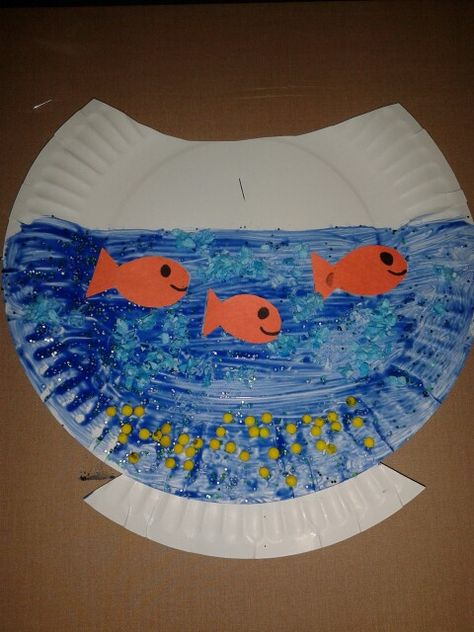 Fish Art Craft, Fish Bowl Crafts, Fish Bowl Craft, Gold Fish Art, Art Craft For Kids, Bowl Craft, Pet Craft, Thema Water, Loose Part