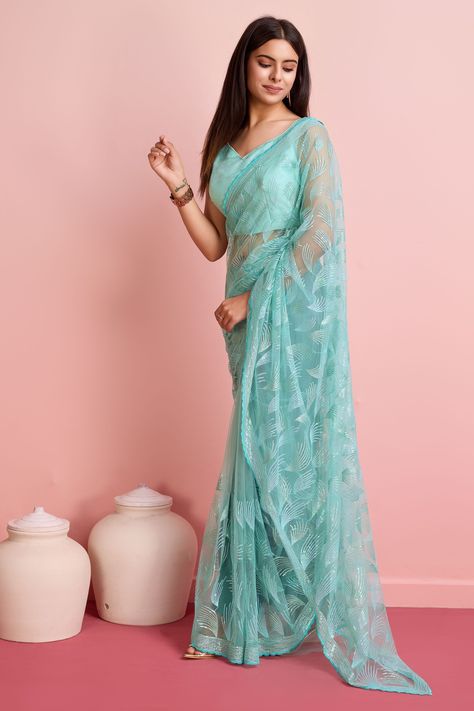 CATALOG: 14097 Price Range Rs. 1085/- Partywear Girlsih Beautiful Sequins Designer Soft Net Fabric Saree Bollywood Style Just click on the link for any assistance: https://wa.me/919409462680 #ShortKurti #CasualWear #Fancy #Ethnic #Designer #Kurti #ShortKurti #Smart #Dress #Saree #SalwarKameez #EthnicDress #LoveForEthnic #FestiveWear #Shopping #Family #Gift #Girlish #Wedding #Function #Party #HerDress #Wardrobe #bollywoodstylefile #Gowns #ReadymadeDress #KurtiBottomSet #coordsetstyle #Lehen... Saree For Sangeet, Sky Blue Saree, Lehenga Bridesmaid, Sequin Saree, Bridesmaid Saree, Western Wedding Dresses, Party Sarees, Party Wear Saree, Dress Attire