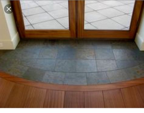 Tile entry way meets wood floor Foyer Tile Ideas, Tile Entry, Entryway Tile, Foyer Flooring, Entryway Flooring, Brick Flooring, Tile Flooring, Entry Way, Little House