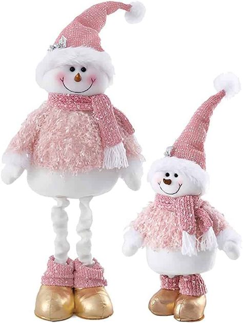 25 Pink Christmas Decorating Ideas » Lady Decluttered Table Tree, Christmas Tree And Fireplace, Nutcracker Figures, Window Table, Small Snowman, Ornament Snowman, Season Decor, Pink Christmas Decorations, Snowman Decorations