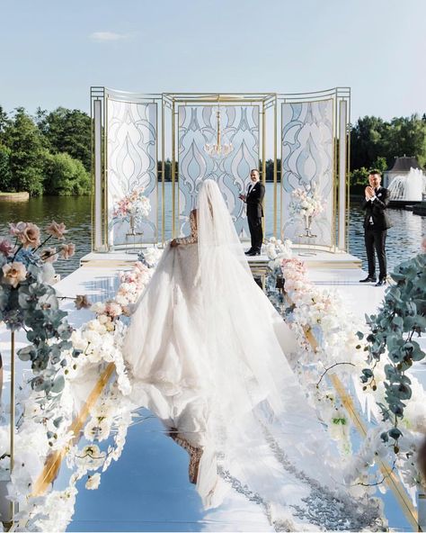 Wedding Details! Would you love the idea of a mirror runway for your wedding? Yay or Nay Repost from @caramelwedding  #zimweddings… Head Table Wedding Backdrop, Romantic Beach Wedding, Wedding Arch Rustic, Handmade Wedding Dresses, Diy Wedding Backdrop, Wedding Arches, Pearl Flowers, Strictly Weddings, Wedding Arch Flowers