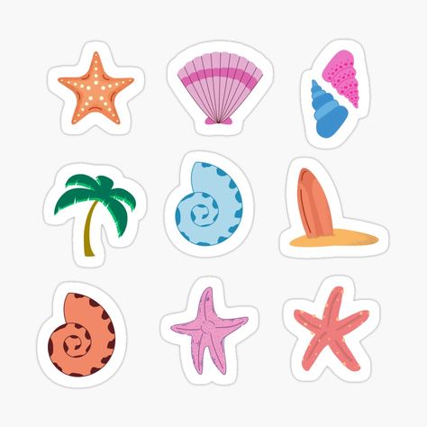 Beach Stickers Printable, Beach Stickers Aesthetic, Aloha Sticker, Beach Stickers, Decorating Water Bottles, Summer Stickers, Funny Laptop Stickers, Bujo Layout, Preppy Stickers