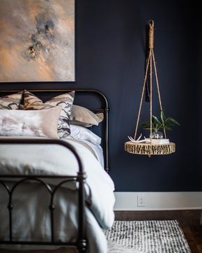 Hale Navy Bedroom, Navy Bedroom, Paint Bedroom, Bedroom Blue, Hale Navy, Interior Vintage, Purple Paint, Wallpaper Accent, Room Paint Colors