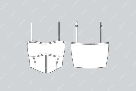 Premium Vector | Corset blouse corset technical drawing bustier corselet fashion drawing top with straps Corset Top Flat Sketch, Corset Technical Drawing, Corset Flat Sketch, Top Technical Drawing, Blouse Corset, Bridal Design, Corset Blouse, Corset Outfit, Corset Fashion