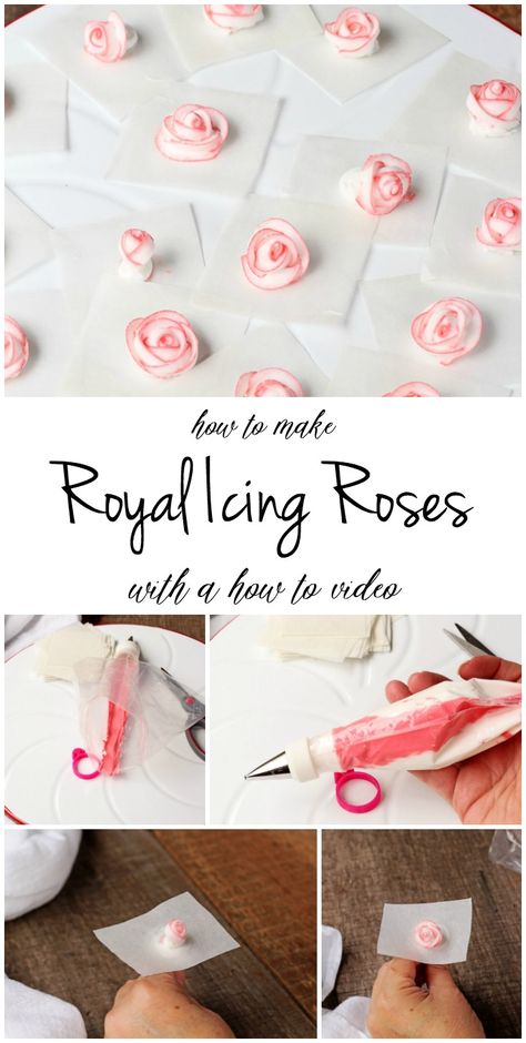 How to Make Simple Royal Icing Roses Even if the Humidity is High | The Bearfoot Baker Royal Icing Roses, Icing Roses, Roses Tutorial, Icing Transfers, Royal Icing Flowers, Icing Decorations, Royal Icing Transfers, Icing Techniques, Icing Flowers