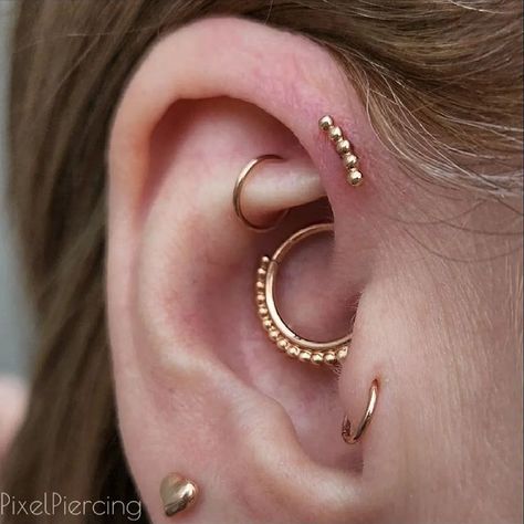 Ear Setup, Upper Lobe, Forward Helix, Tragus, Helix, Stylish Accessories, Piercings, Jewelry Accessories, Rose Gold