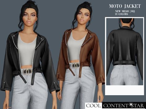 Moto Jacket | cool_content_star on Patreon Jacket Sims 4 Cc, Goth Jacket, Ferrari Jacket, Alt Clothes, Chica Cool, Sims 4 Cc Folder, Sims 4 Teen, Long Sleeve Sequin Dress, Sims 4 Dresses