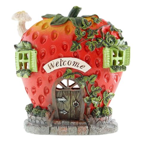 #cottagecore #fairycore #fairy #mushroom Miniature Fairy House, Strawberry House, Strawberry Cottage, Strawberry Fairy, Fairy House Crafts, Clay Fairy House, Hobby House, Fairy House Diy, Fairy Garden Crafts