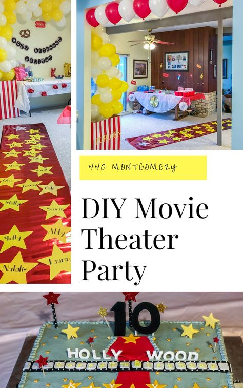 Party Themes: A DIY Movie Theater Birthday - Parties by Tanea Diy Movie Theater Party, Indoor Decorating Ideas, Movie Theater Birthday Party, Diy Movie Theater, Movie Theater Birthday, Movie Theatre Birthday Party, Movie Theater Theme, Movie Theater Party, Theatre Party