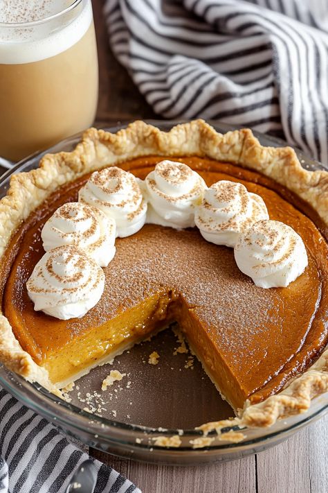 Delicious Pumpkin Pie with Eggnog Pumpkin Eggnog Recipe, Eggnog Pumpkin Pie Recipe, Eggnog With Rum, Classic Holiday Desserts, Pie Crust Shield, Creamy Eggnog, Chess Pie, Easy Pumpkin Pie, Pumpkin Pie Recipe