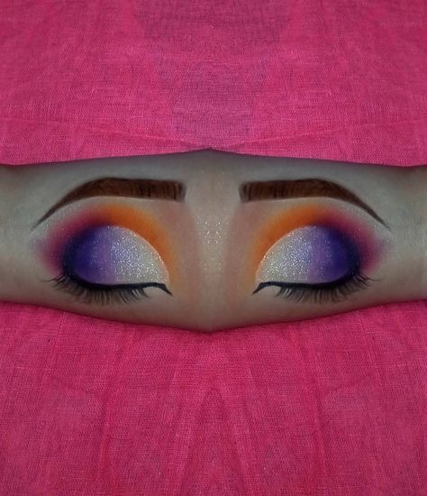 Half cut crease, colourful eye makeup and purple colour, sexy eye makeup Half Cut Crease Eye Makeup, Colourful Eye Makeup, Crease Eye Makeup, Cut Crease Eye Makeup, Cut Crease Eye, Orange Cut, Cut Crease Makeup, Colorful Eye Makeup, Purple Colour