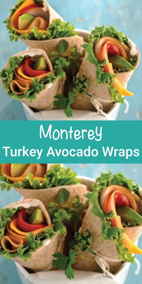 Monterey Turkey Avocado Wraps Recipe - CUCINADEYUNG Avocado Wrap Recipes, Buckeye Balls Recipe, Avocado Wraps, Turkey Avocado, Avocado Wrap, Avocado Spread, Smoked Turkey Breast, Avocado Ranch, Oscar Mayer