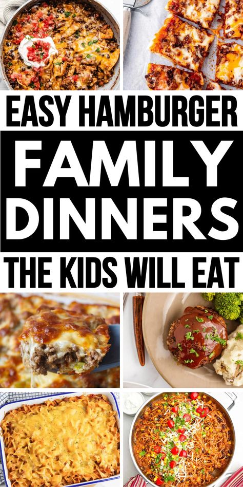 Hamburger meat recipes and easy quick dinner ideas for families on a budget. Recipes To Make With Hamburger, Simple Recipes With Hamburger Meat, Fast Easy Hamburger Meals, Cooked Hamburger Meat Recipes, Recipes With Ground Hamburger, Easy Supper Ideas Quick Hamburger, Hamburger Dinner Recipes Ground Beef, One Pan Hamburger Meals, Dinner Recipes With Hamburger