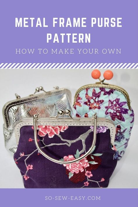 Metal purse frames patterns are not so easy to come by because of the enormous number of sizes and shapes, but it is very easy to make your own just by following a few very important steps. Let me sho Frame Purse Pattern, Purse Patterns Free, Coin Purse Pattern, Purse Sewing, Purse Sewing Patterns, Purse Tutorial, Purse Pattern, Frame Purse, Sewing Purses