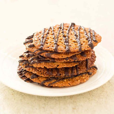 Florentine Lace Cookies | America's Test Kitchen Lace Cookies Recipe, Florentine Cookies, Florentines Recipe, Caramel Chocolate Bar, Lace Cookies, Cookie Toppings, Italian Bakery, America's Test Kitchen Recipes, America's Test Kitchen