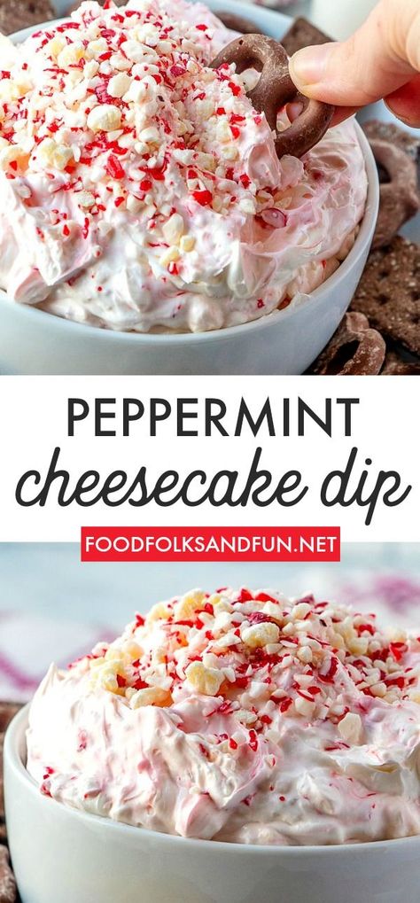 This Peppermint Cheesecake Dip recipe is a creamy, delicious, and quick and easy holiday dessert dip that comes together in just 5 minutes! Blueberry Ideas, Peppermint Cheesecake Dip, Desserts Blueberry, Easy Holiday Dessert, Cheesecake Dip Recipe, Peppermint Recipes, Dessert Dip, Peppermint Cheesecake, Easy Holiday Desserts