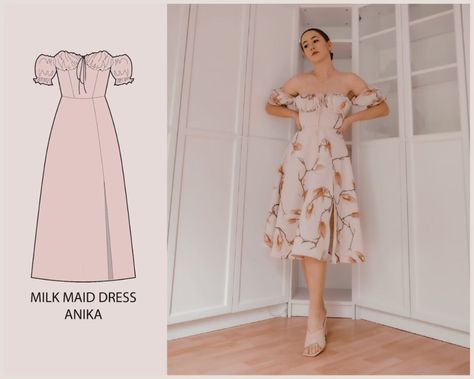 Milk Maid Dress, Maxi Dress Pattern Sewing, Milk Maid, Milkmaid Dress, Couture Mode, Maid Dress, Loose Fitting Dresses, Diy Sewing Clothes, Fashion Sewing Pattern