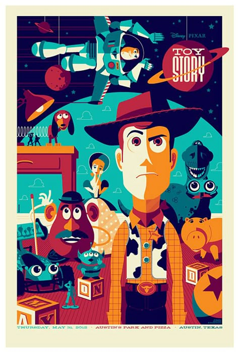 Vintage Disney Posters, Tom Whalen, Disney Poster, Toy Story 1995, Deco Disney, Dibujos Toy Story, Disney Movie Posters, Tema Disney, Retro Disney