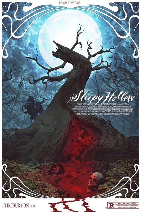 Sleepy Hollow (1999) [1000 1500] by Fabio Listrani Sleepy Hollow Poster, Sleepy Hollow Movie, Sleepy Hollow Tim Burton, Sleepy Hollow 1999, Classic Horror Movies Posters, The Legend Of Sleepy Hollow, Legend Of Sleepy Hollow, Tim Burton Art, Best Movie Posters