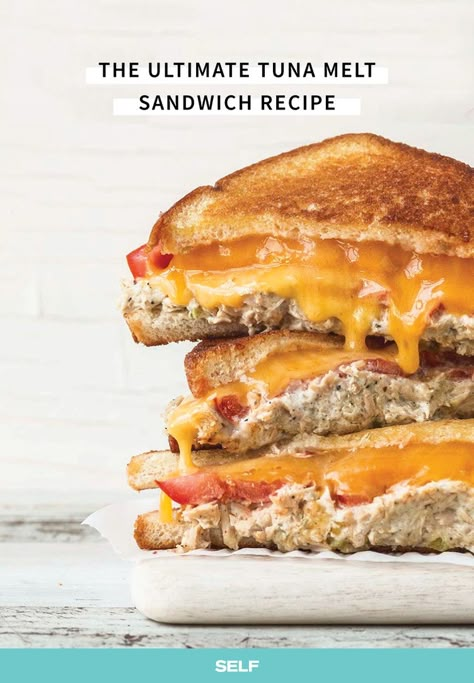 Super Tuna Melt Lunch Sandwich Recipe | SELF Lunch Sandwich Recipes, Chrissy Teigen Recipes, Sopa Minestrone, Tuna Fish Recipes, Tuna Melt Sandwich, Tuna Melt Recipe, Super Tuna, Grill Sandwich, Best Sandwich Recipes