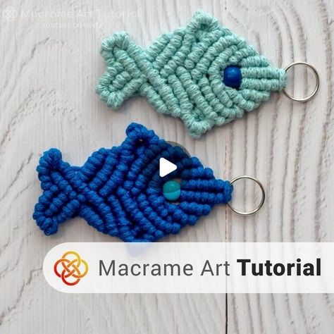 Macrame Fish Tutorial How To Make, Macrame Fish Tutorial, Macrame Fish, Fish Keychain, Beta Fish, Macrame Art, Diy Keychain, Art Tutorial, Macrame Diy