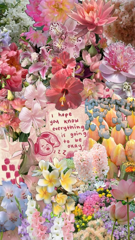 everything is going to be okay 🩷 floral flower pink spring healing aesthetic iphone wallpaper Flower Screen Wallpaper, You Are Art Wallpapers, Everything Is Going To Be Ok Aesthetic, Floral Vision Board, Spring Vibe Wallpaper, Healing Lockscreen Aesthetic, Collage Iphone Wallpaper Aesthetic, Flower Wallpaper Collage, Pink Girly Wallpaper Iphone Aesthetic