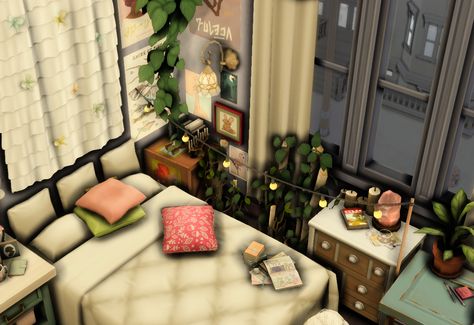 Sims4 Cas Room, Sims Bedroom Clutter, Sims 4 Cc Maxis Match Bedroom Clutter, Sims 4 Cluttered Room, Sims 4 80s Bedroom, Sims 4 Family, Sims 4 Bedroom, Sims 4 House Building, Scenery Background