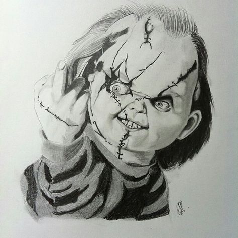 Chucky Drawing, Drawings In Pencil, Chucky Tattoo, Horror Movie Tattoos, 3d Monster, Monster Ideas, Scary Drawings, Horror Drawing, Movie Tattoos