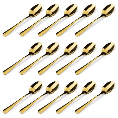 15 PCS Espresso Spoons, 4 Inch Stainless Steel Mini Spoons for Coffee, Dessert, Ice Cream Dessert Ice Cream, Golden Spoon, Coffee Cup Art, Gold Spoon, Gold Coffee, Mini Gold, Coffee Scoop, Small Spoon, Coffee Dessert