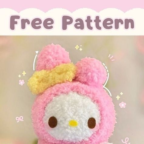 My Sweet Piano Crochet Pattern, My Melody Free Crochet Pattern, Pompompurin Crochet Free Pattern, My Melody Crochet Pattern Free, Crochet Mini Amigurumi Free Pattern, Sanrio Crochet Pattern, Sanrio Crochet Free Pattern, My Melody Crochet Pattern, Crochet Melody