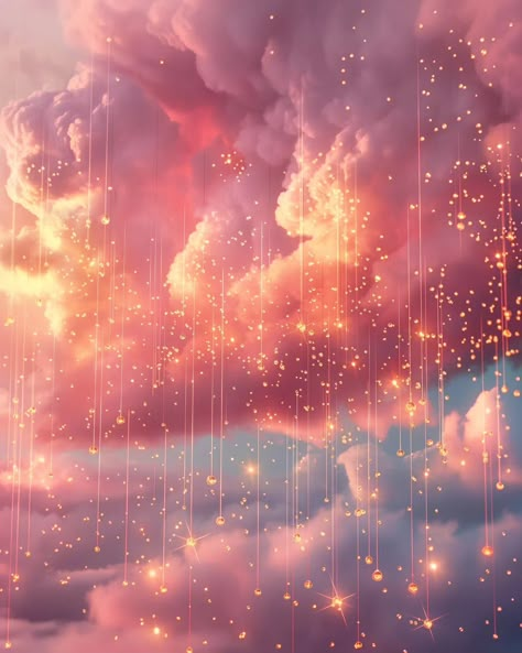 Pink Rain Aesthetic, Gold And Pink Aesthetic, Pink Things Aesthetic, Cloudy Wallpaper, Pink Kids Bedrooms, Its Raining, Cute Images For Wallpaper, Pink Rain, Pink Magic