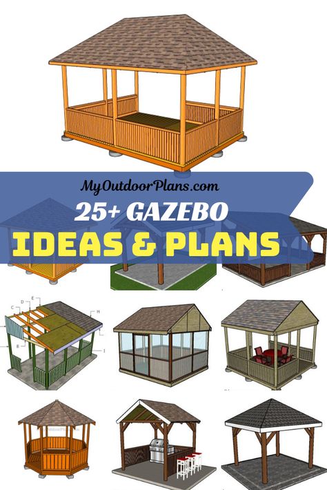 Backyard Corner Gazebo Ideas, Permanent Gazebo Ideas, Diy Enclosed Gazebo, Wood Gazebo Plans, Outdoor Structures Gazebo, Gazebo Building Plans, How To Build A Gazebo On A Budget, Diy Gazebo Ideas Cheap Backyard, Gazebos On Decks Ideas