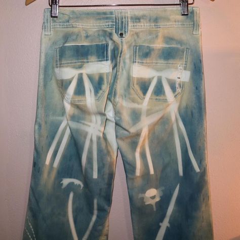 handmade sunprint jeans  handmade with cyanotype dye... - Depop Cyanotype Art, Art Jeans, Jeans Streetwear, Okayama, Thrift Shop, Denim Branding, Thrift Shopping, Genetic, Random Things