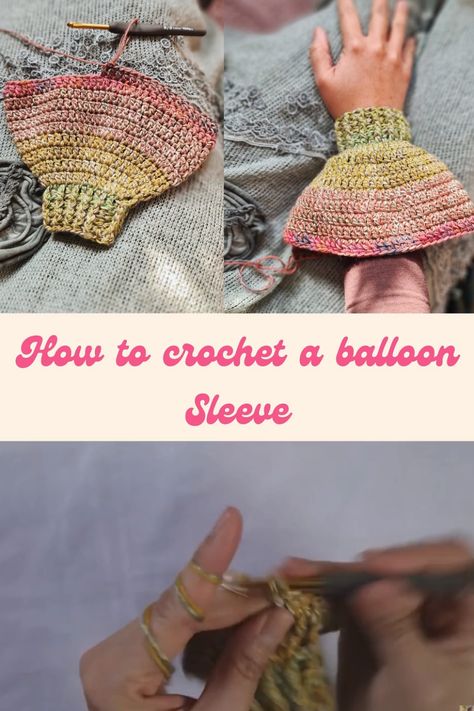 Do you know that balloon sleeve makes your crochet garment so unique. I am a big fan of BIG BALLOON SLEEVE! I show you how to do it in this video. #howtocrochetasleeve #crochetballoonsleeve #crochetideas #knittingdesign #crochet Crochet Big Sleeves, How To Knit Balloon Sleeves, Balloon Sleeves Crochet Pattern, Crochet Bishop Sleeve Pattern, How To Crochet Sleeves Tutorials, Crochet Balloon Sleeve Sweater, How To Crochet Sleeves On A Sweater, Adding Crochet Sleeves To Shirt, Crocheting Sleeves