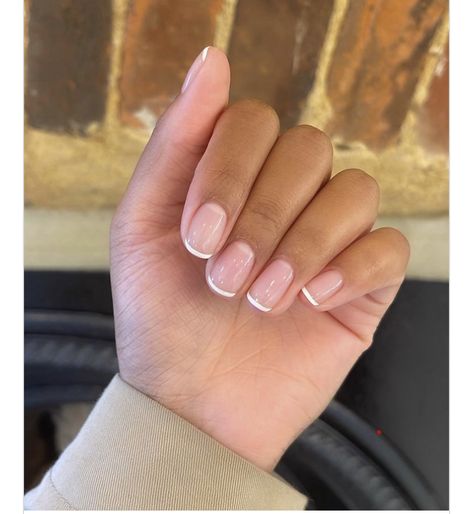 French Tip Gel Extension Nails, Round Micro French Tip Nails, Extension Nails Ideas, Rounded Square French Tip Nails, Squoval French Tip Nails, Micro French Tip Nails, French Tip Dip Nails, Micro French Tip, Oval French Tip