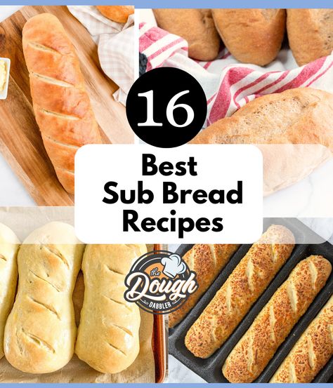 16 Better-Than-Subway Sub Bread Recipes - The Dough Dabbler Subway Sandwich Bread Recipe, How To Make Subway Bread, Sub Bread Recipe, Sub Rolls Recipe, Submarine Bread Recipe, Subway Recipes, Subway Bread Recipe, Sub Roll Recipe, Best Roll Recipe